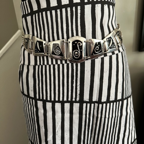 🛍️soldout Chicos Chain Link Belt 36-39 XL Adjustable Black Enamel Inlayed - Picture 4 of 14